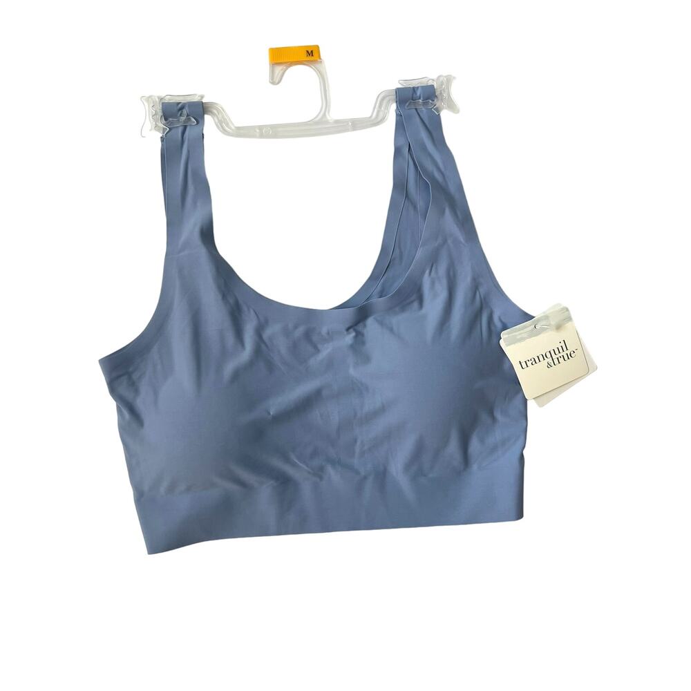 Tranquil & True Womens Laser Lounge Bra Scoop Neck Light Blue NWT